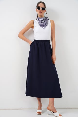 High Waist A-Line Maxi Skirt