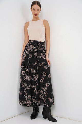 High Waist Paisley Maxi Skirt