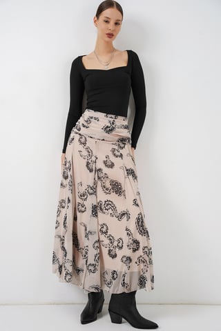 High Waist Paisley Maxi Skirt