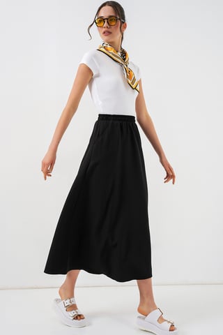 High Waist A-Line Maxi Skirt