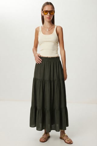 High Waist A-Line Maxi Skirt