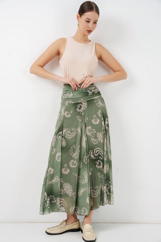 High Waist Paisley Maxi Skirt