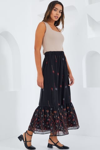 Floral Print Maxi Skirt