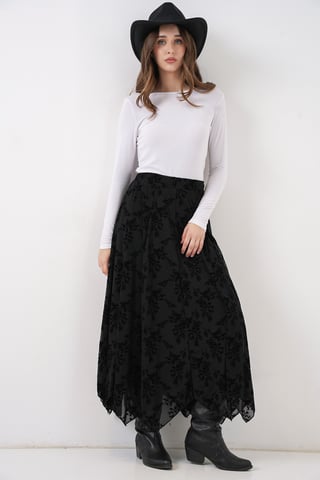 High Waist Floral A-Line Maxi Skirt