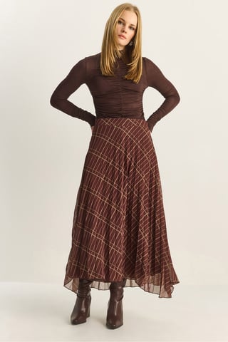 Högmidjad Maxi Chiffon Randig Kjol