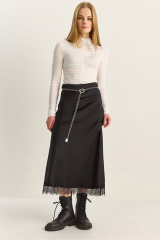 Högmidjad Satin A-Linje Maxi Kjol
