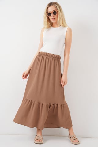 Gestructureerde Maxi Breirok met Elastische Taille