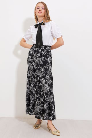 Maxi Patterned Relaxed Fit Skirt