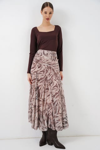 High Waist Paisley Maxi Skirt