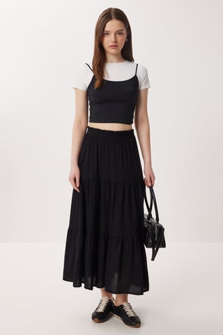 High Waist A-Line Maxi Skirt