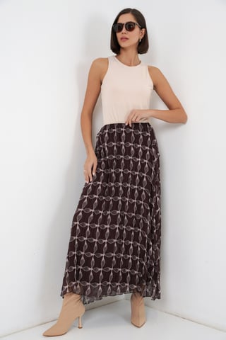 High Waist Geometric Print Maxi Skirt