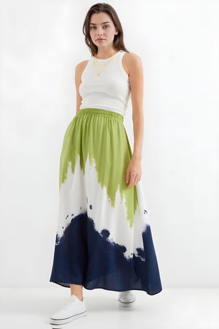 Gradient Maxi Skirt with Elastic Waist