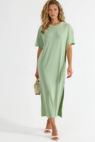 Loose Fit Midi Dress with Slit
