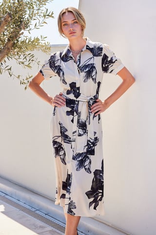 Patterned Midi Shirt Dress
