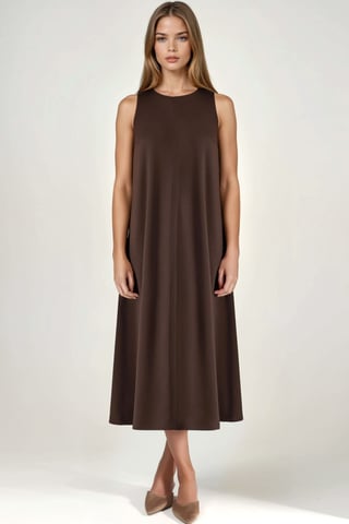 Modal Touch Relaxed Fit Midi Dress with Pockets