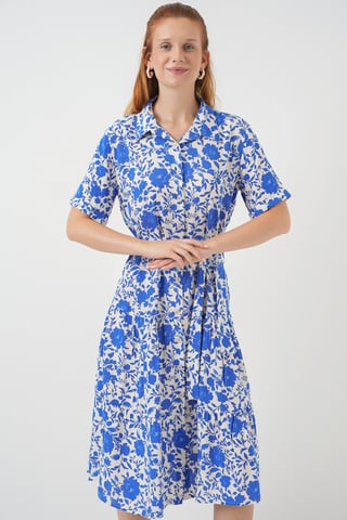 Patterned Midi Shirt Dress