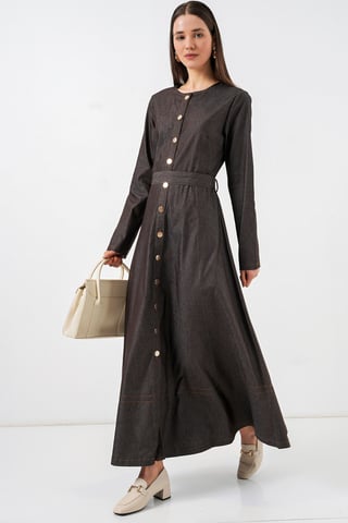 Belted Denim Midi Dress