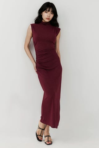 Ärmlös Bodycon Paljett Midi Klänning