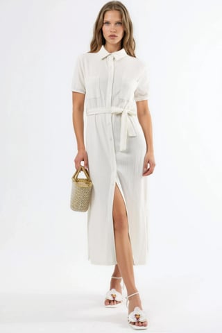 Belted Midi Shirt Dress