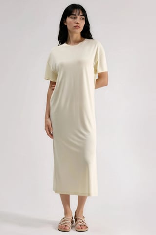 Loose Fit Midi Dress with Slit