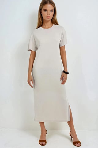 Loose Fit Midi Dress with Slit
