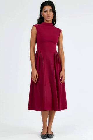 Textured Paneled Midi Dress