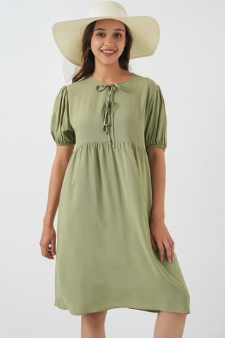 Midi Dress with Bow Tie Closure
