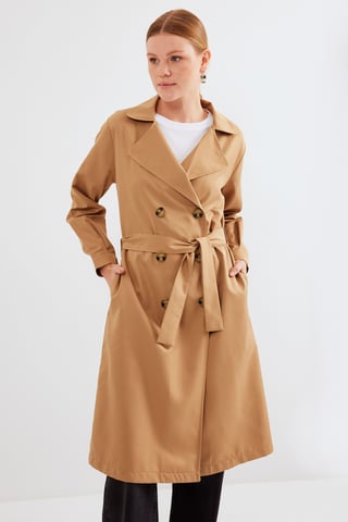 Double Breasted Long Trench Coat