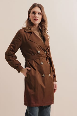 Double Breasted Elastic Trench Coat