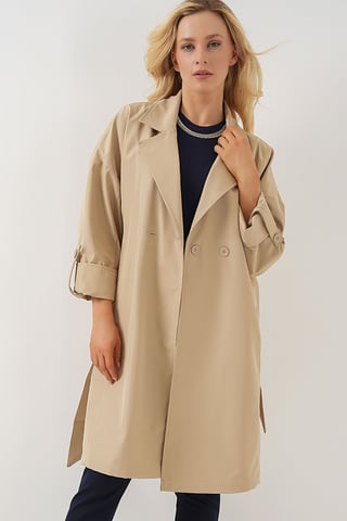 Belted Double Breasted Trench Coat