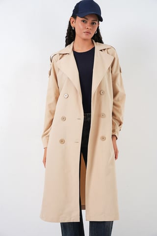 Long Double Breasted Trench Coat