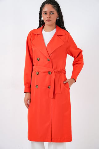 Double Breasted Long Trench Coat