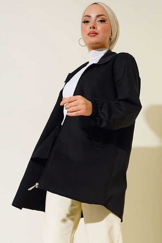 Överdimensionerad vävd trenchcoat med fickor