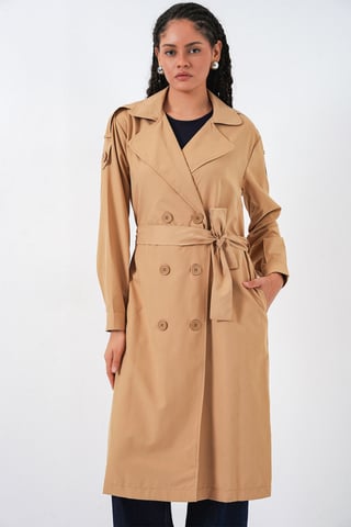Long Double Breasted Trench Coat