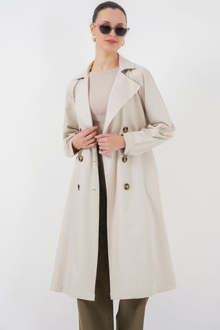 Double Breasted Long Trench Coat
