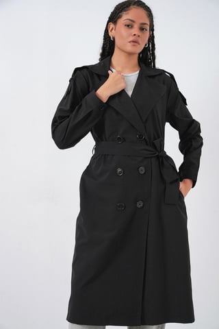Long Double Breasted Trench Coat