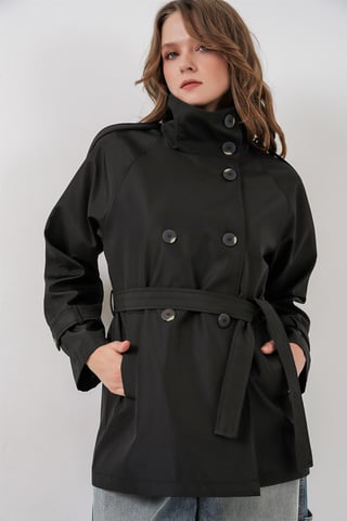 Regular Fit Trench Coat with Jacket Collar
