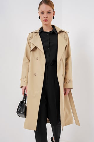 Double Breasted Long Trench Coat