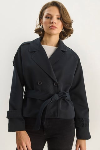 Oversized Trench Coat with Tie Closure