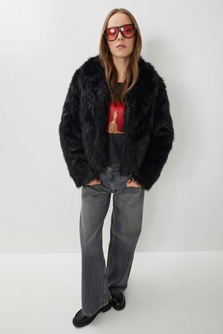 Faux Fur Shawl Collar Jacket