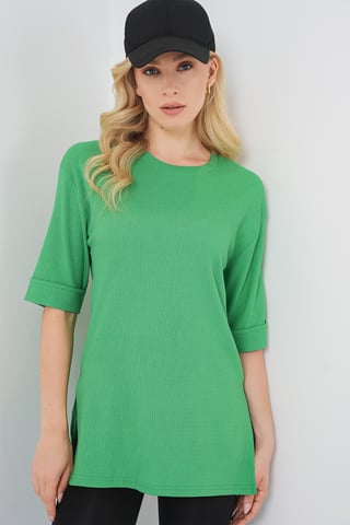 Textured Crew Neck Short Sleeve T-Shirt