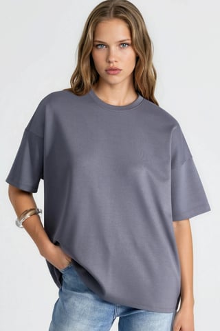 Oversized Crew Neck Modal Touch Knitted T-Shirt
