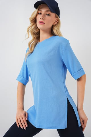 Textured Crew Neck Short Sleeve T-Shirt