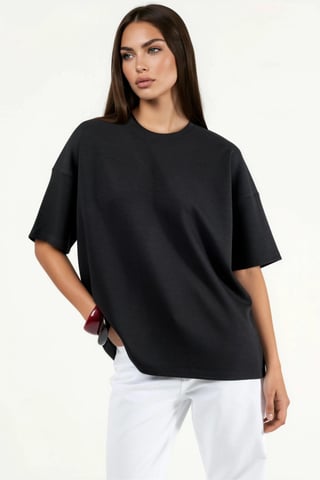 Oversized Crew Neck Modal Touch Knitted T-Shirt