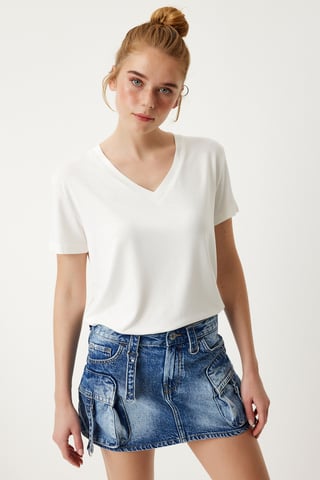 V-Neck Short Sleeve Plain T-Shirt