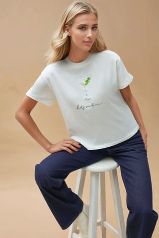Printed Regular Fit Crew Neck 100% Cotton T-shirt