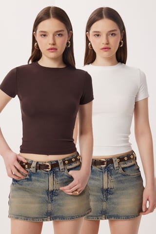 Slim Fit Crew Neck Crop 2-Pack T-shirt