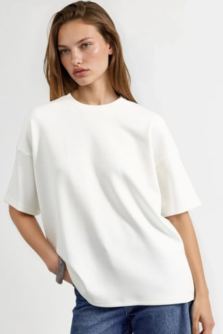 Oversized Crew Neck Modal Touch Knitted T-Shirt