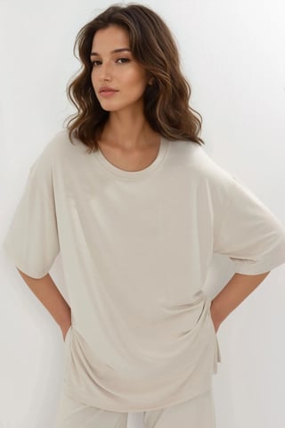 Slit Detailed Crew Neck Short Sleeve T-Shirt