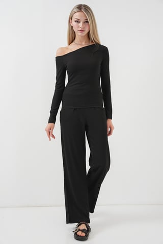 Textured Long Co-ord Set with Boat Neck